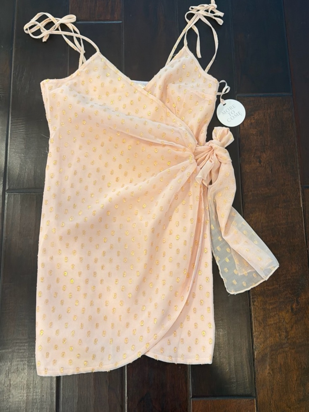 Tie-Waist Pink Gold-Accent Slip Dress
